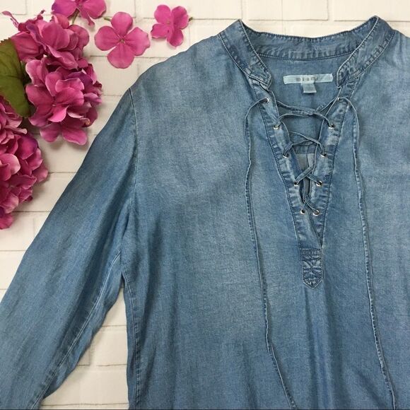 Francesca’s miami lace up chambray shirt | Size S - Picture 1 of 12